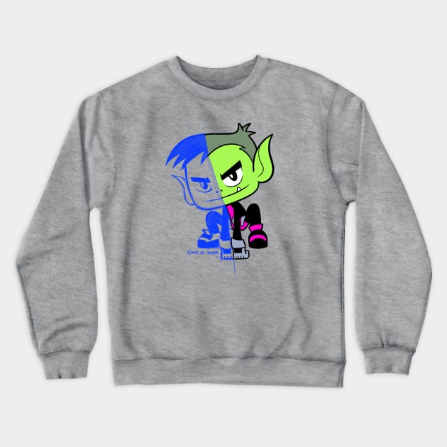 Beast boy Crewneck Sweatshirt by Art_of_Selene